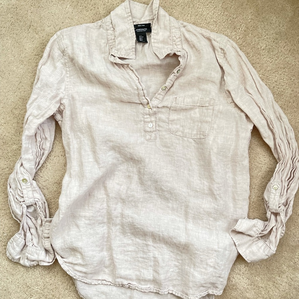 Light beige linen top/cover up